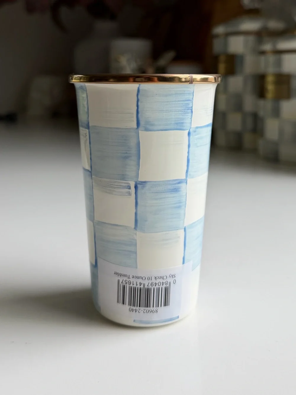 MacKenzie-Childs Sky Check 10 Ounce Tumbler